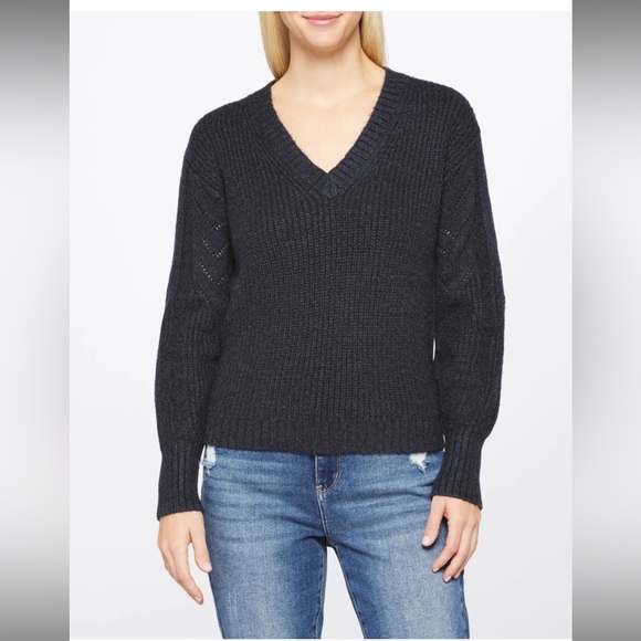 Navy blue V-neck cardigan - Picture 5 of 8